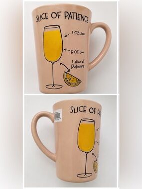 Spectrum Designz “Slice of Patience” Ceramic Coffee Mug Mimosa Recipe Humor –
